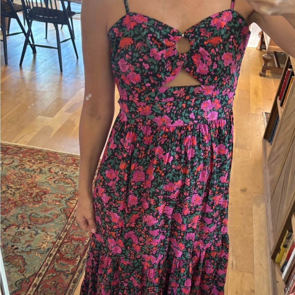 Floral Cutout bright pink sundress
